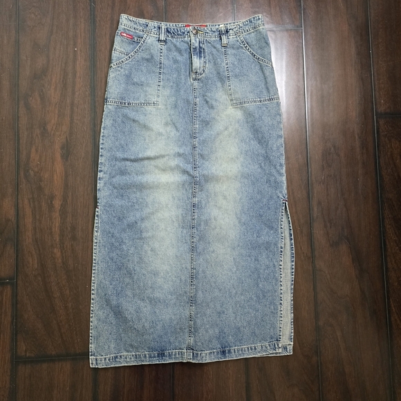 Vintage Y2K Union Bay Skirt Womens 9 Juniors Maxi Pencil Denim Side Slits Boho - Picture 1 of 14